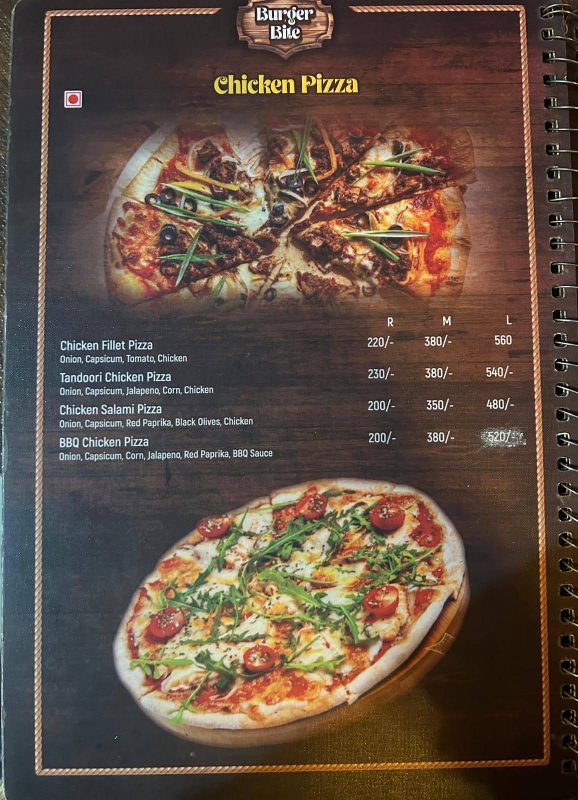 Burger bite menu