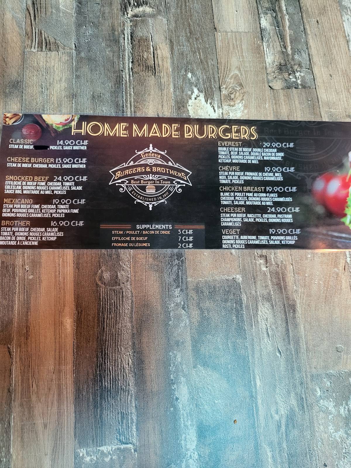 Menu di Burgers & Brothers 