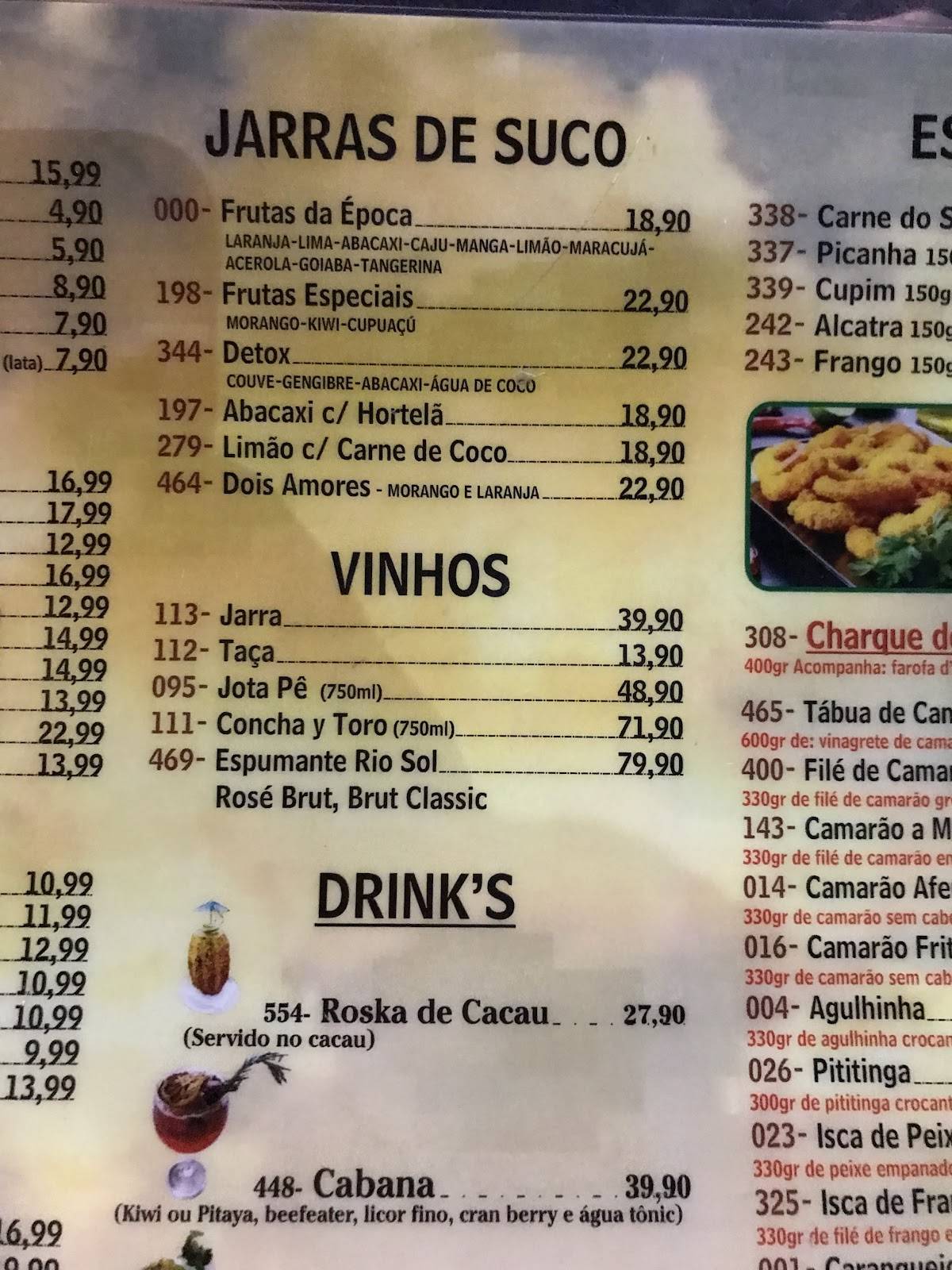 Cabana do João cardápio
