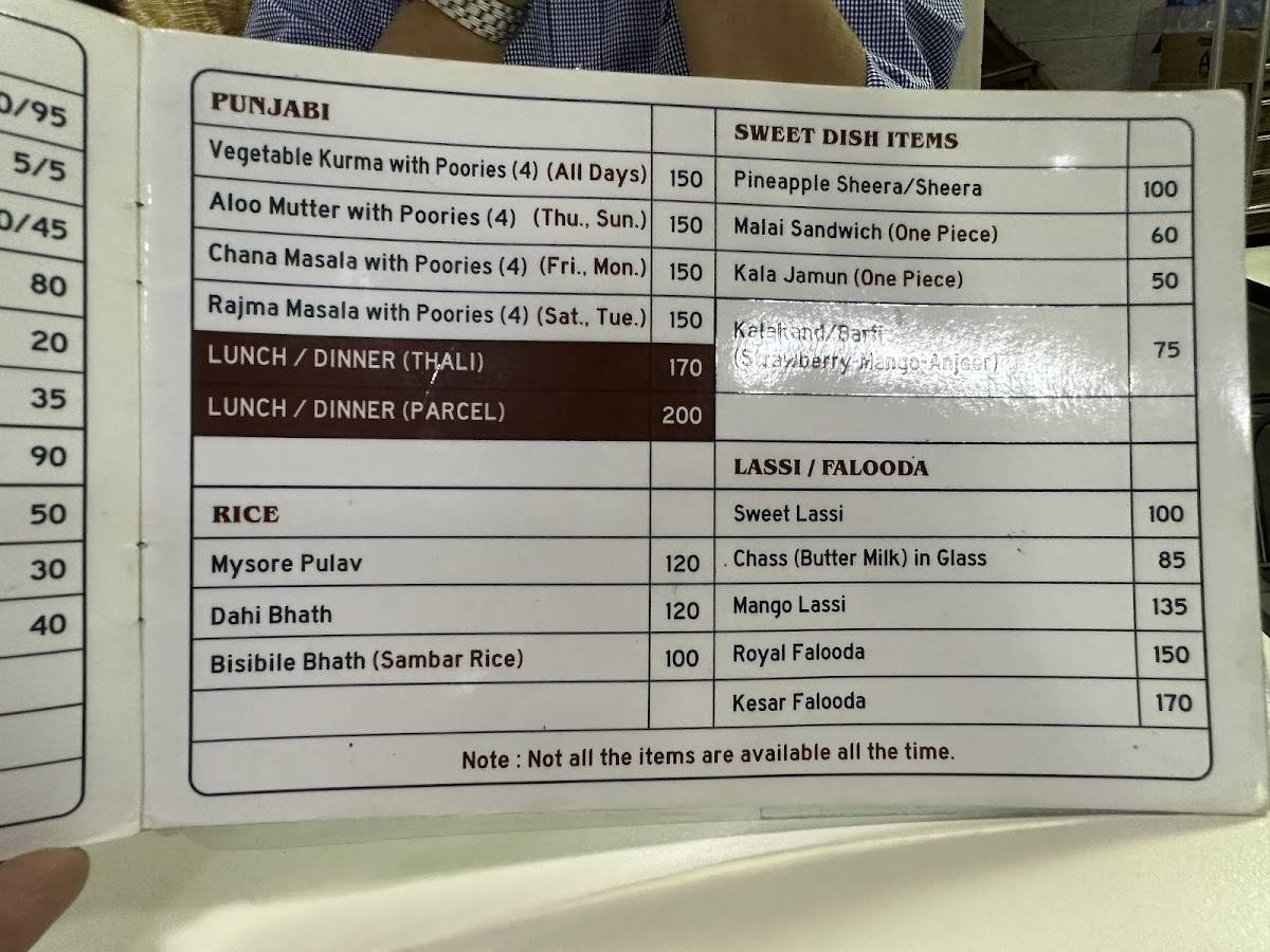 Cafe Mysore menu