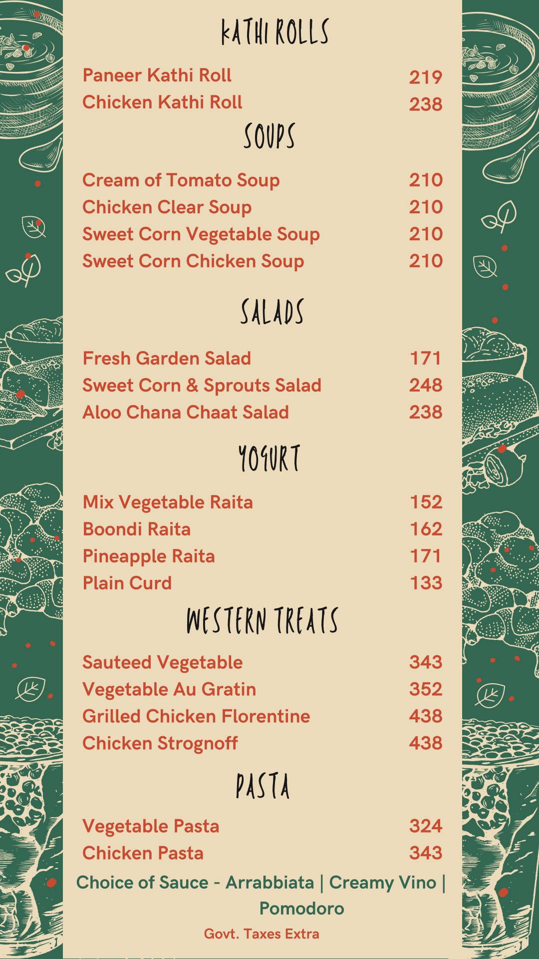 Cafe Vagabond menu