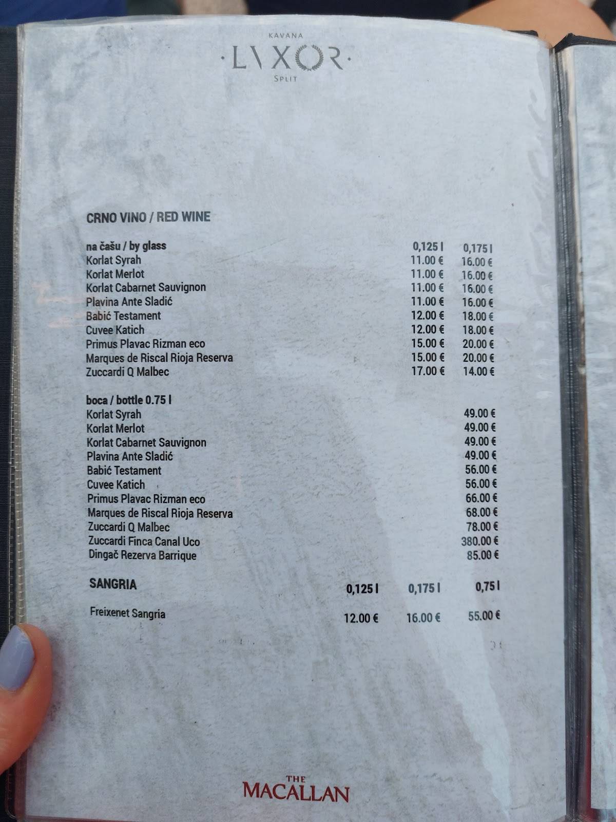 Menu di Café & Restaurant Lvxor Split 