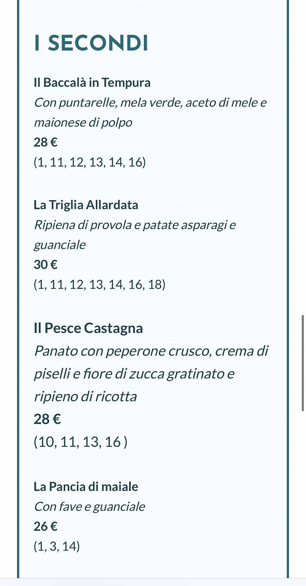 Menu di Casa Pappalardo 
