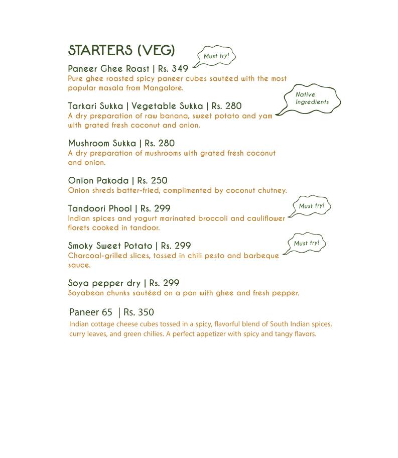 Chavadi Native Kitchen Community Cafe menu