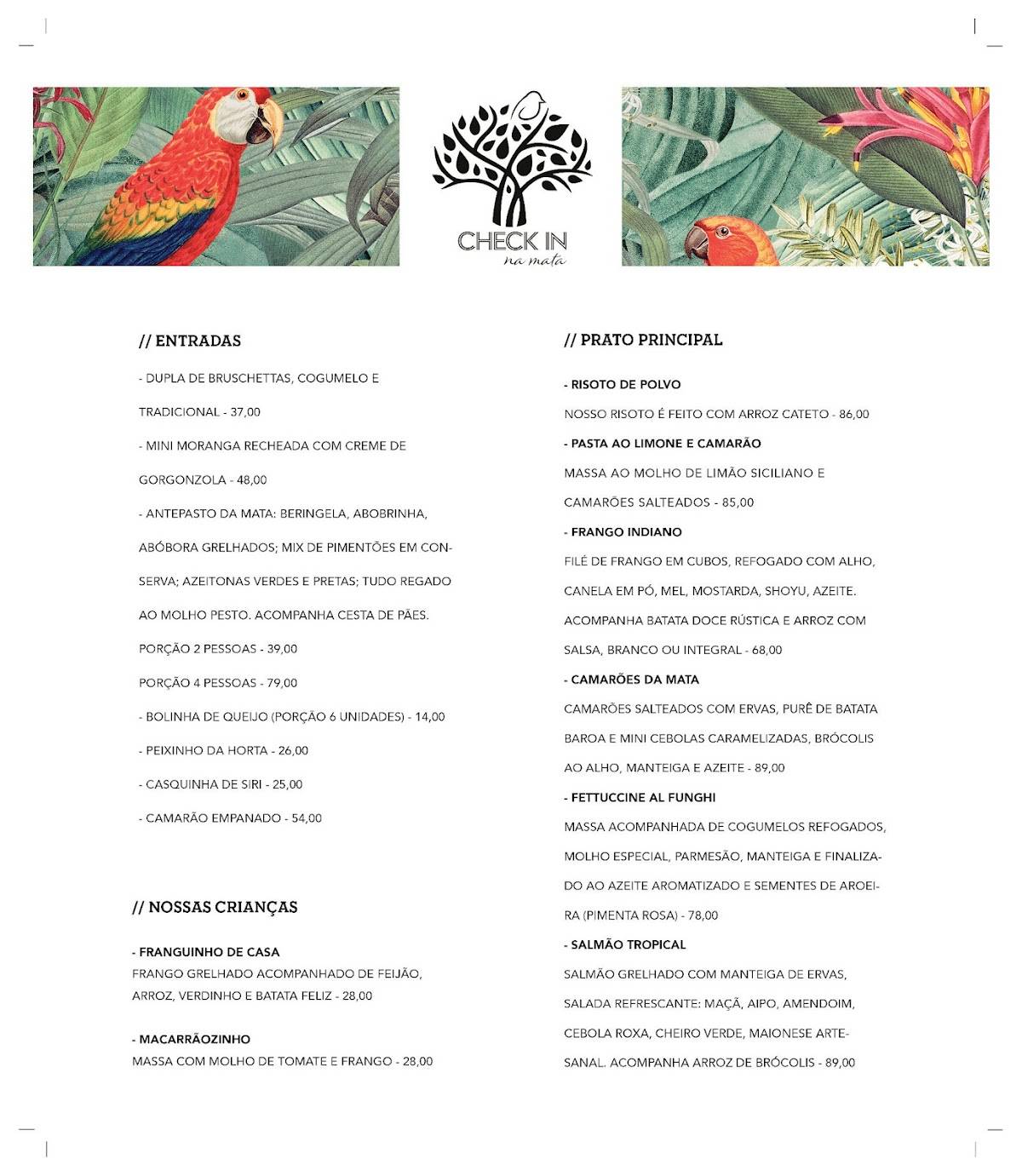 Check In Na Mata cardápio