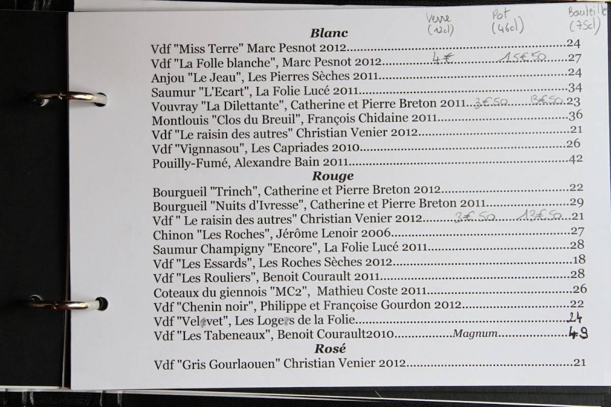 Menu de Chez Paul
