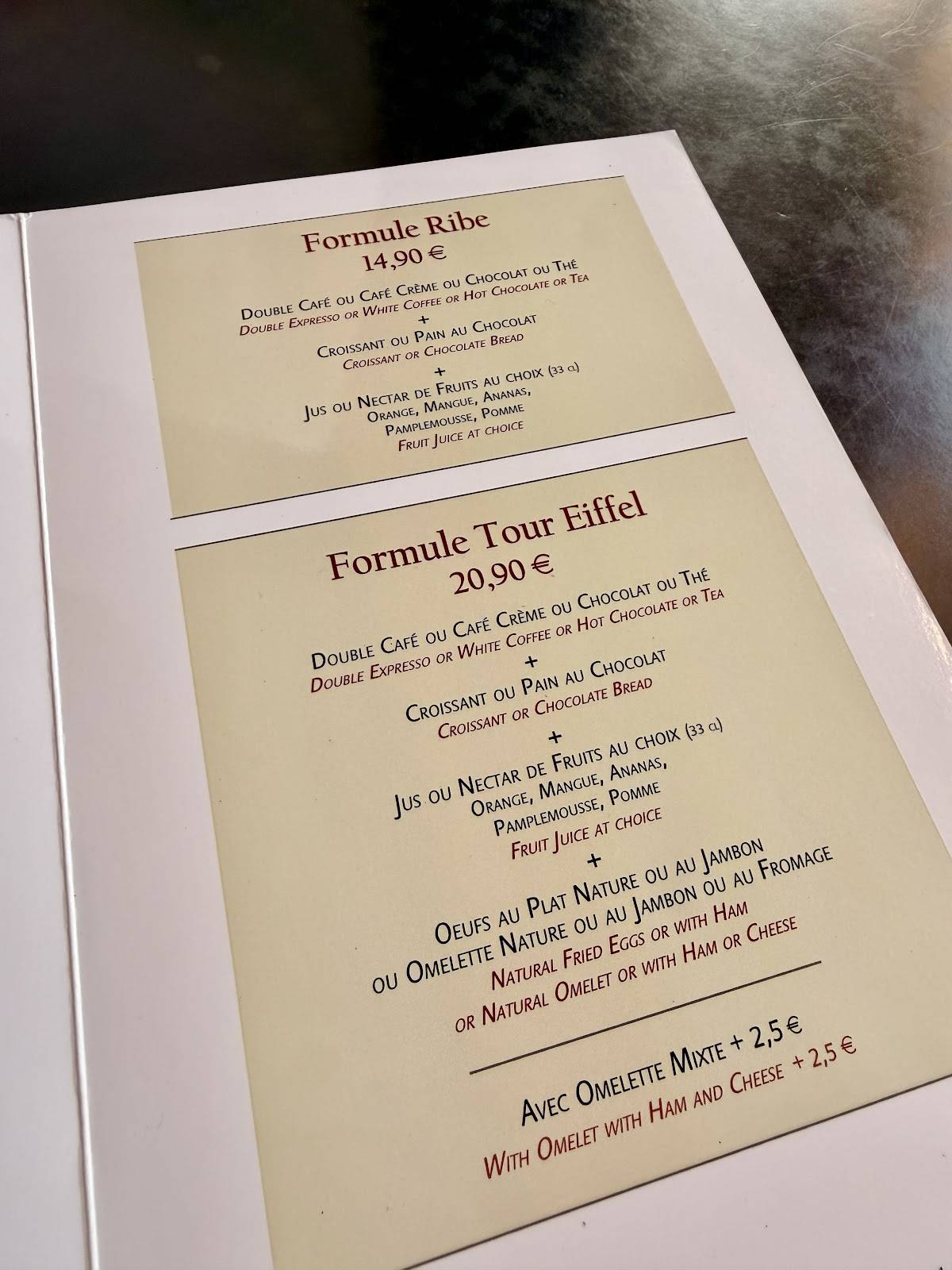 Menu de Chez Ribe