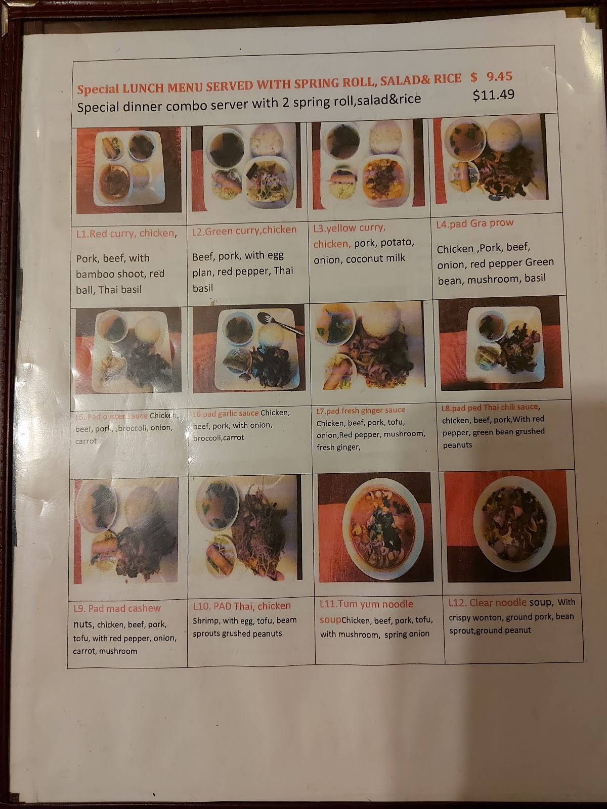 Menu at Coconut Thai Restaurant (Chilliwack), Chilliwack
