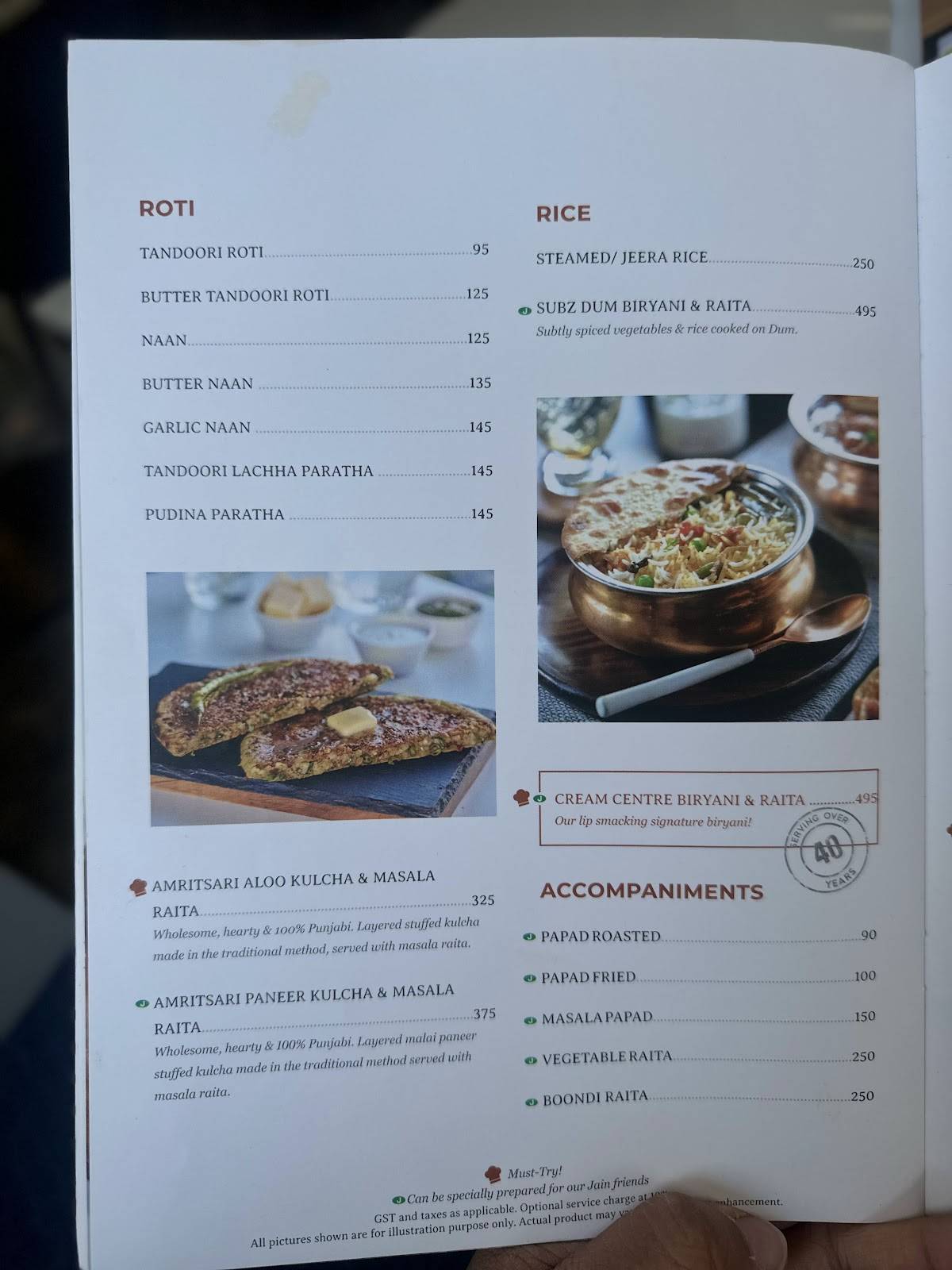 Cream Centre Thane menu