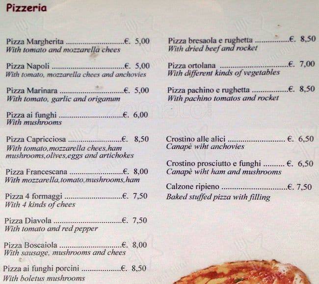 Menu di Trattoria Pizzeria Da Giuseppe 