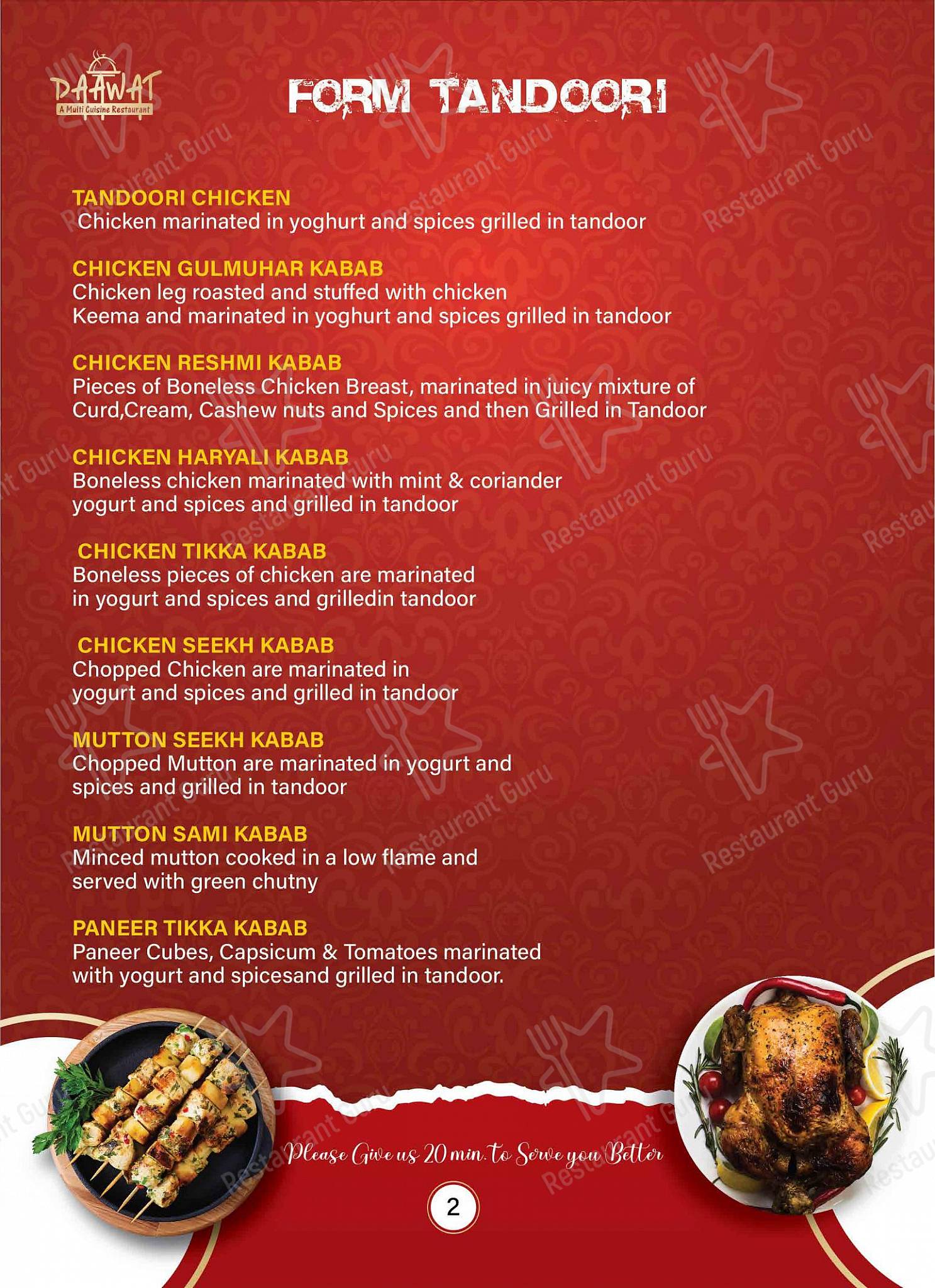 Daawat Restaurant menu