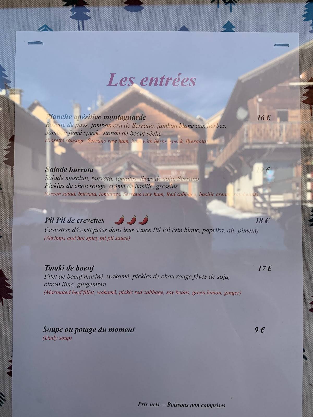 Menu de Restaurant Edelweiss