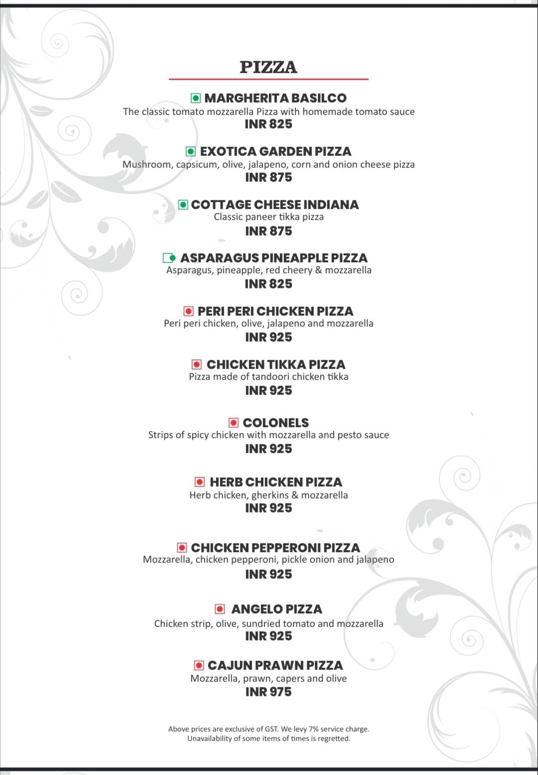 Exotica AKA Zafraan menu