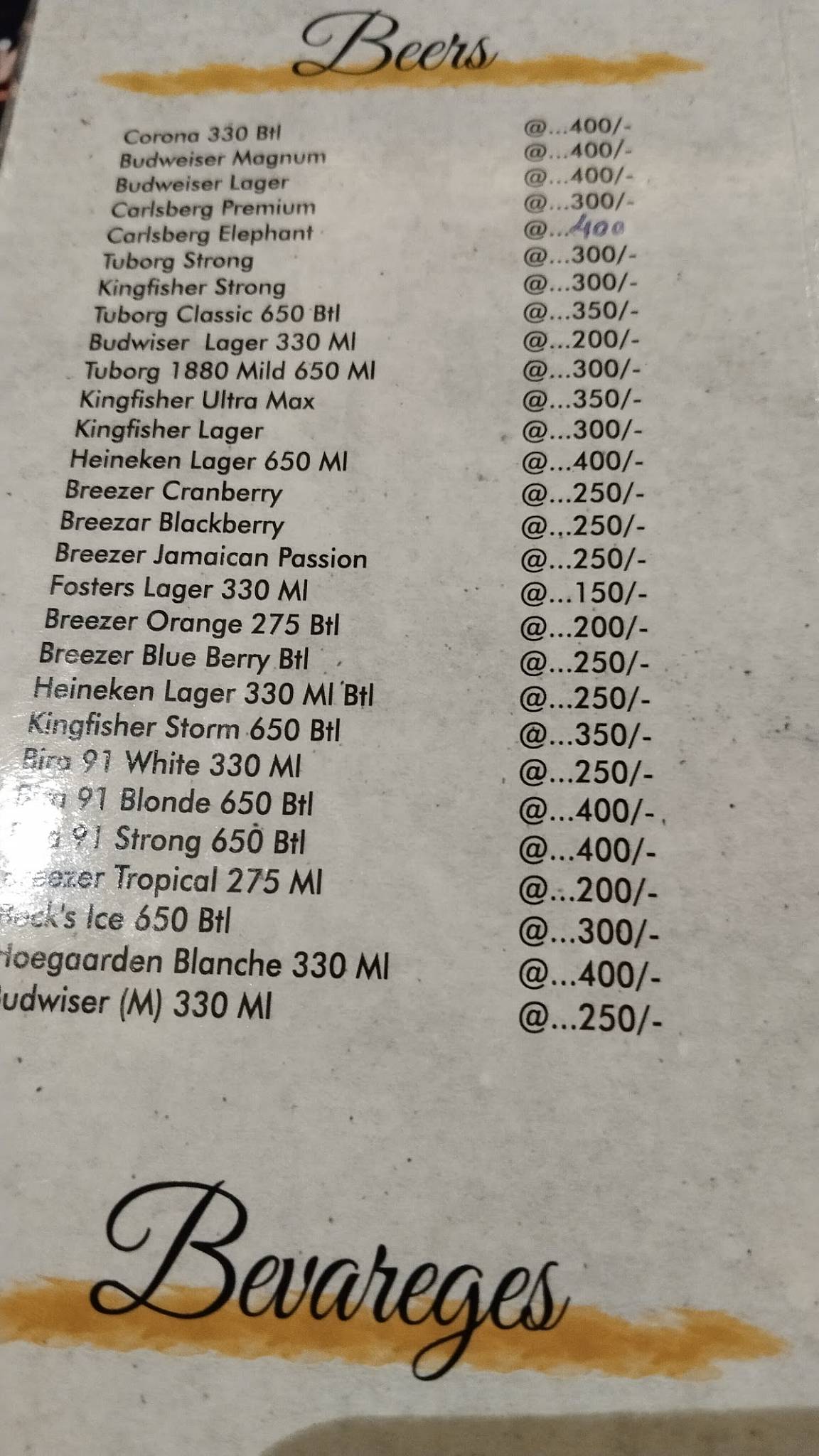 FIESTA Bar & Restaurant menu