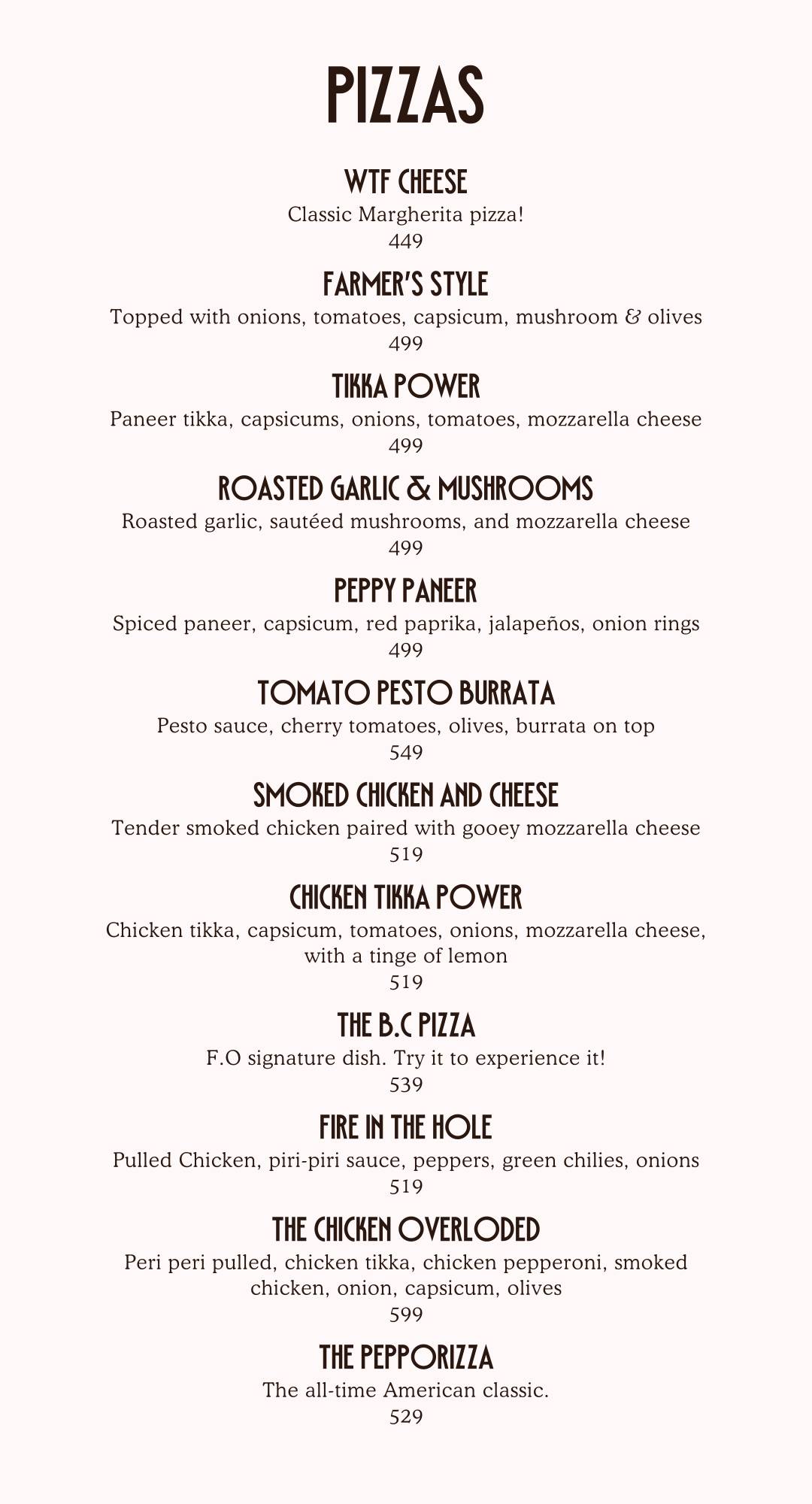 FO- Food Overloded menu