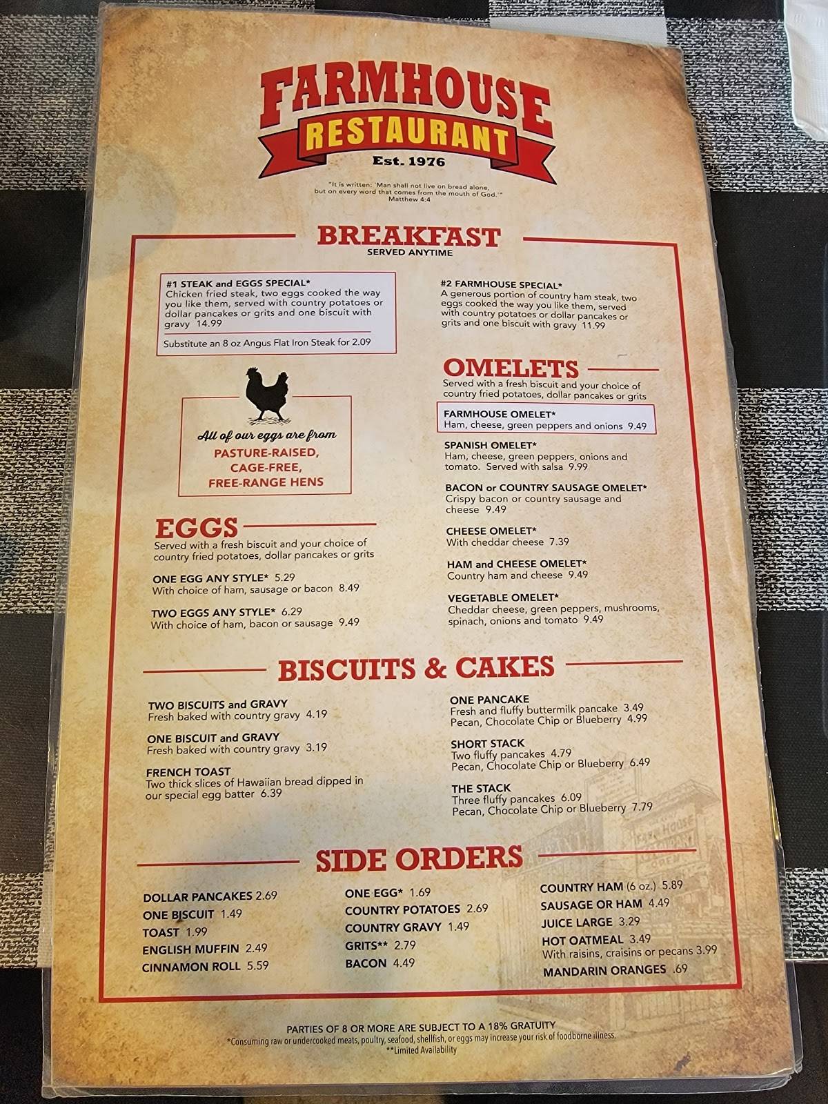 Farmhouse Restaurant Branson Menu - bnuajun