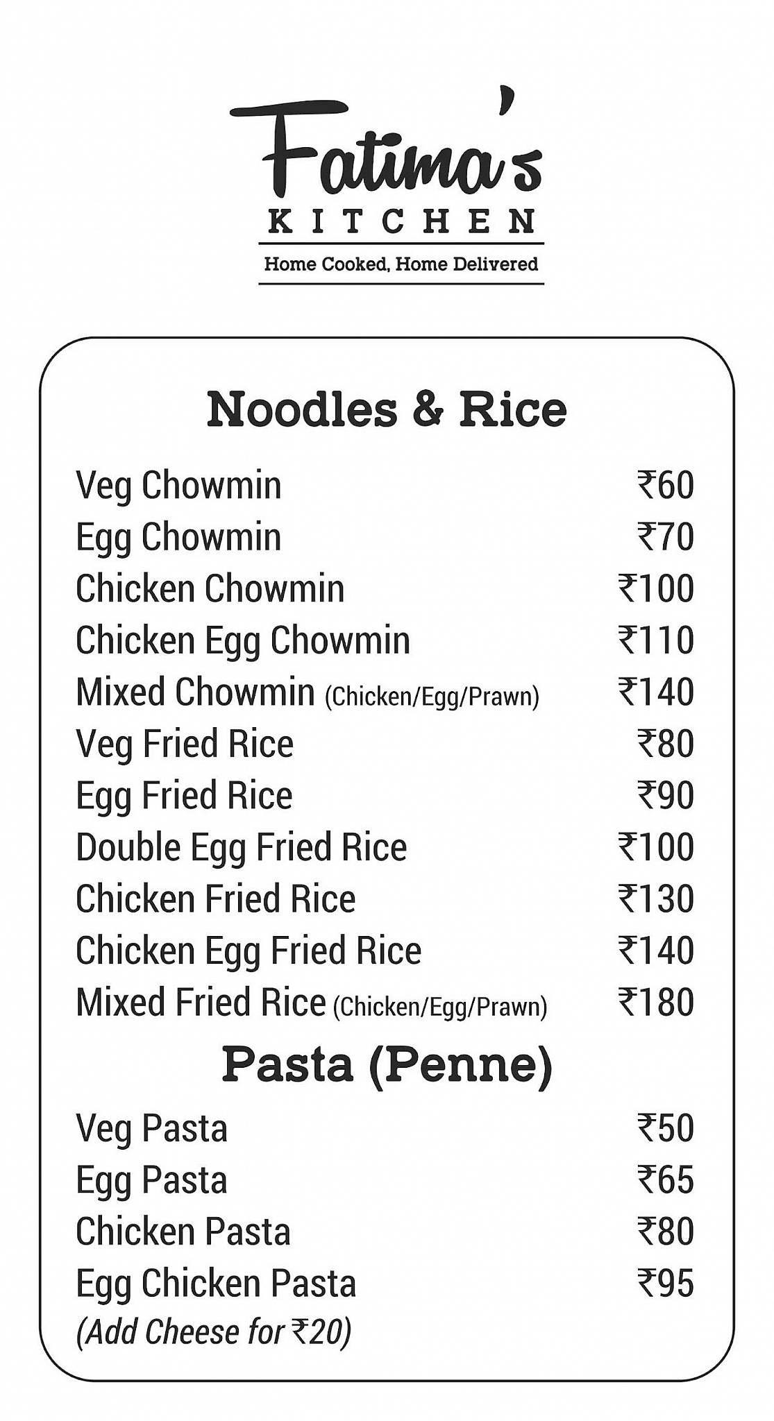 Fatima's Kitchen menu