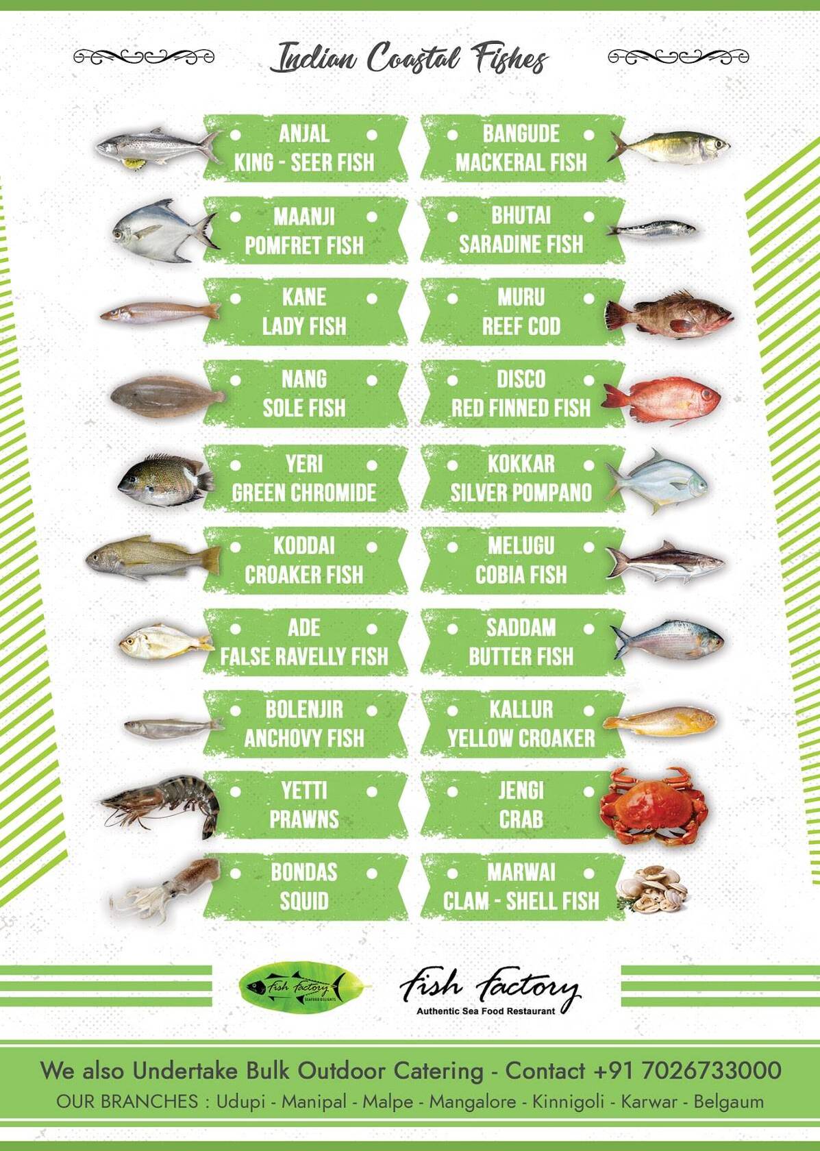 Menu at Fish Factory Malpe, Udupi