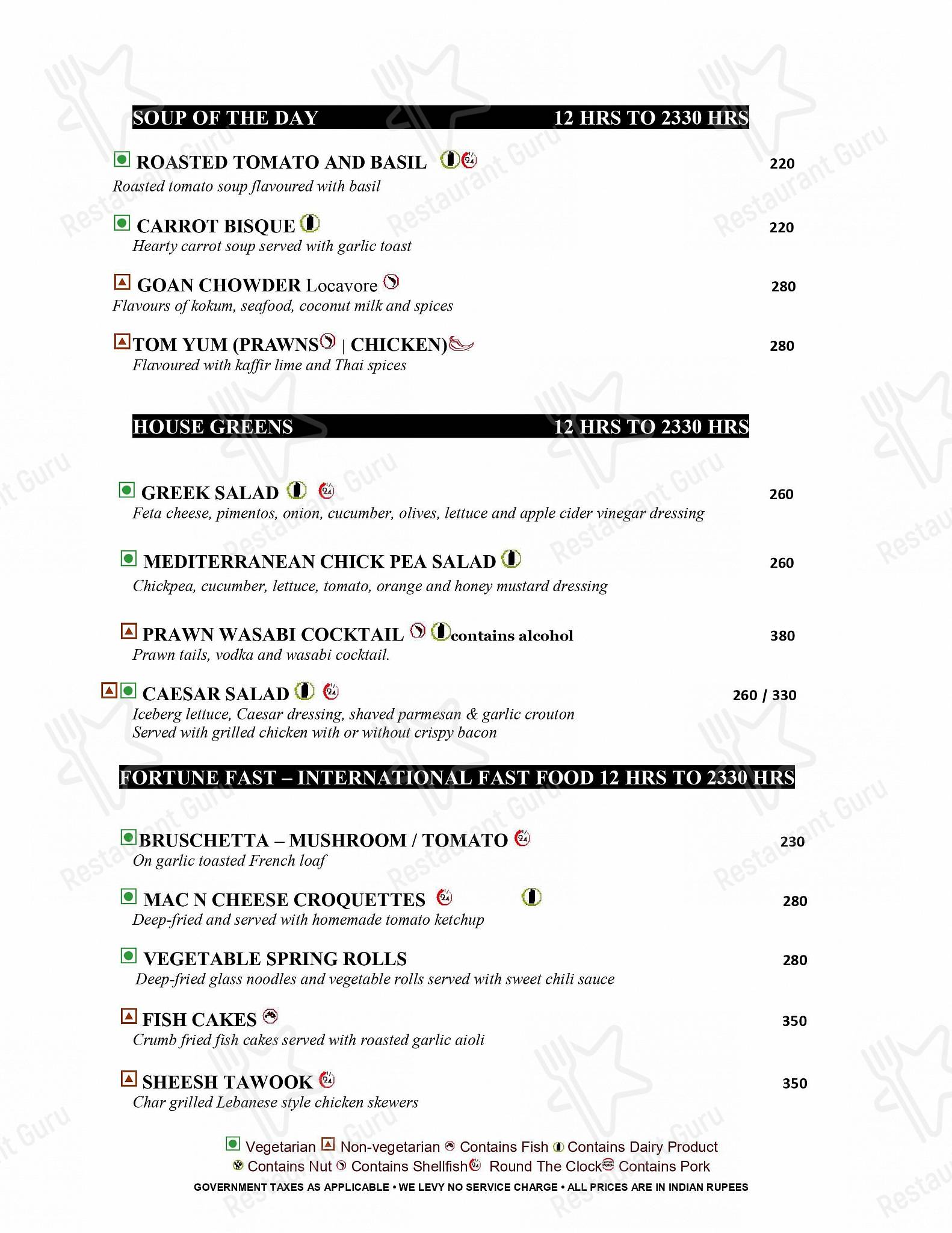 Orchid Restaurant menu