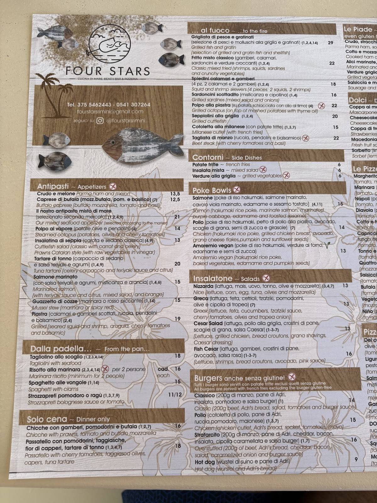 Menu di Ristorante Four Stars 