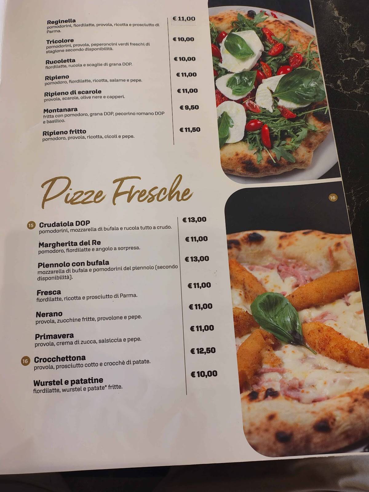 Menu di Fresco Trattoria Pizzeria Napoli Centrale 