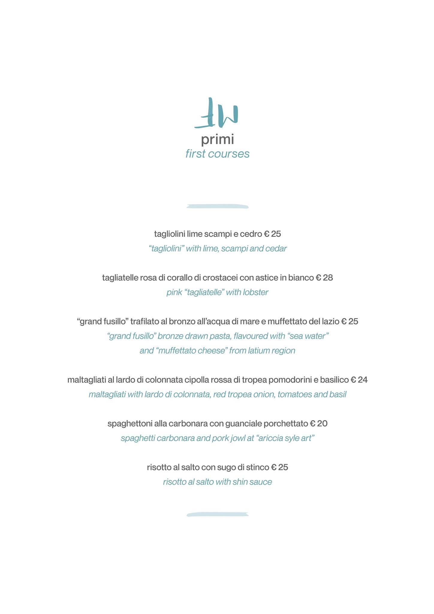 Menu de Fuorimoda Restaurant