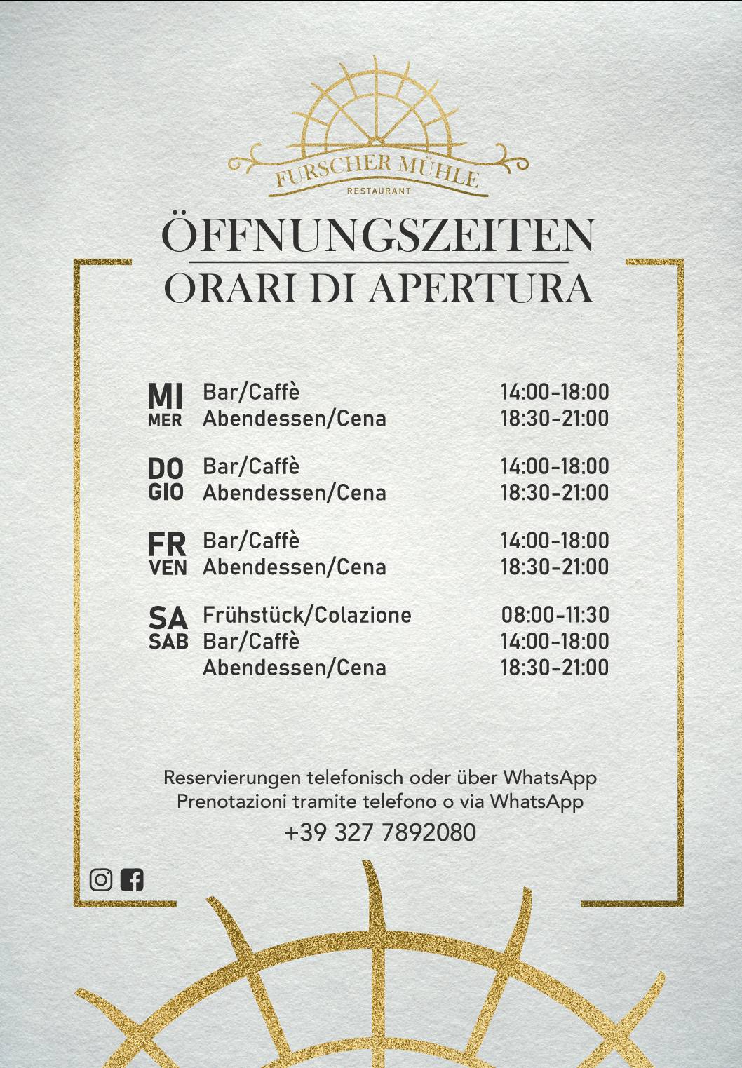 Menu di Furschermühle/Mulino Furscher 