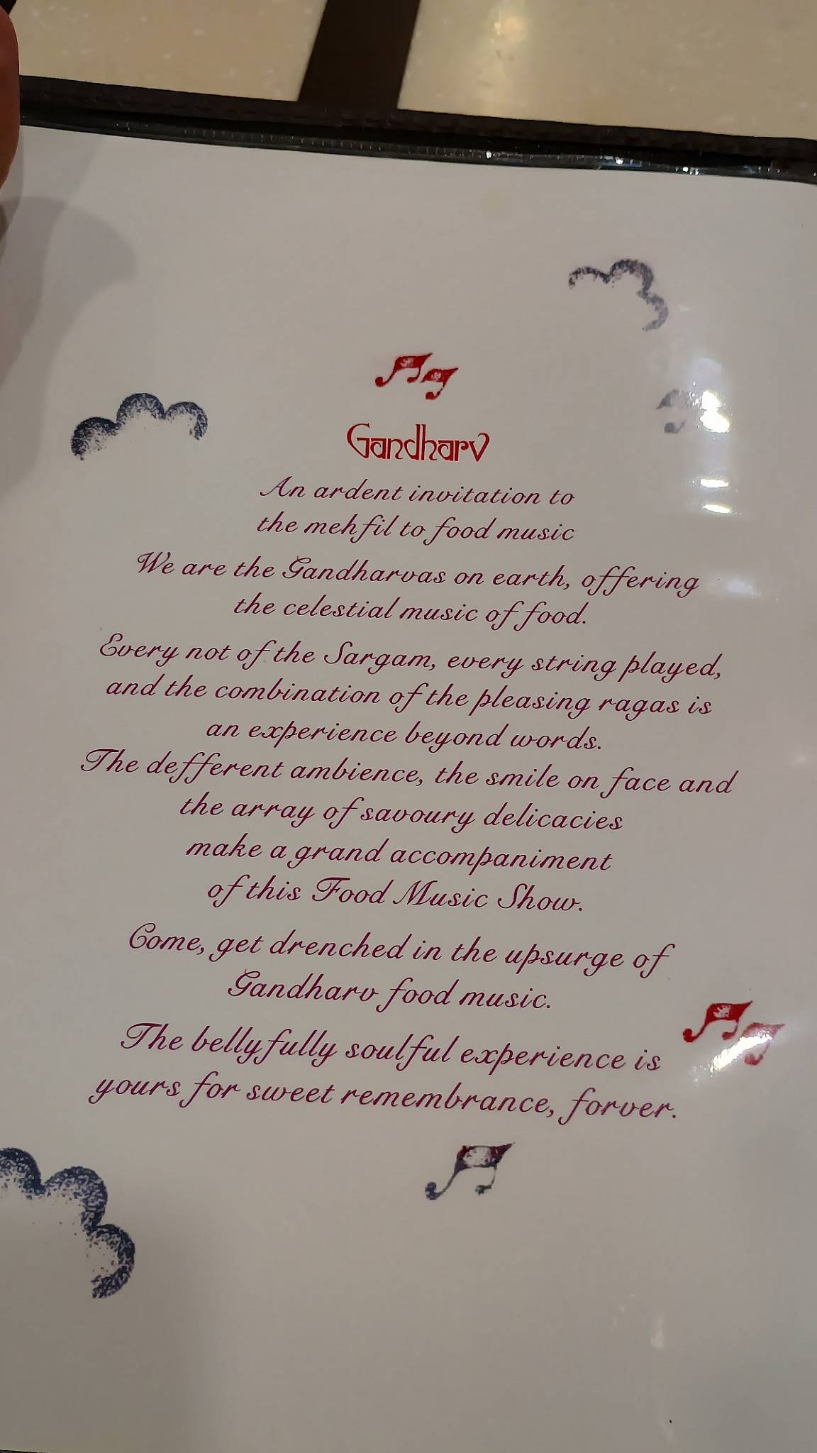 Gandharv Restaurant menu