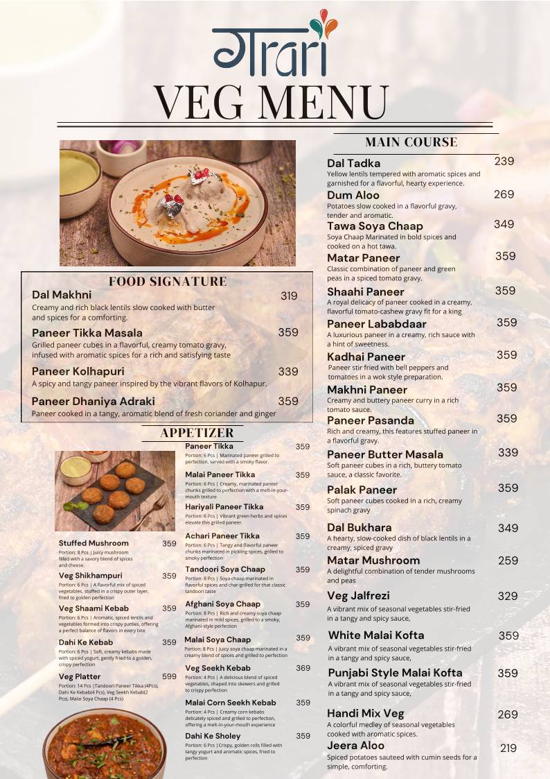Garari menu