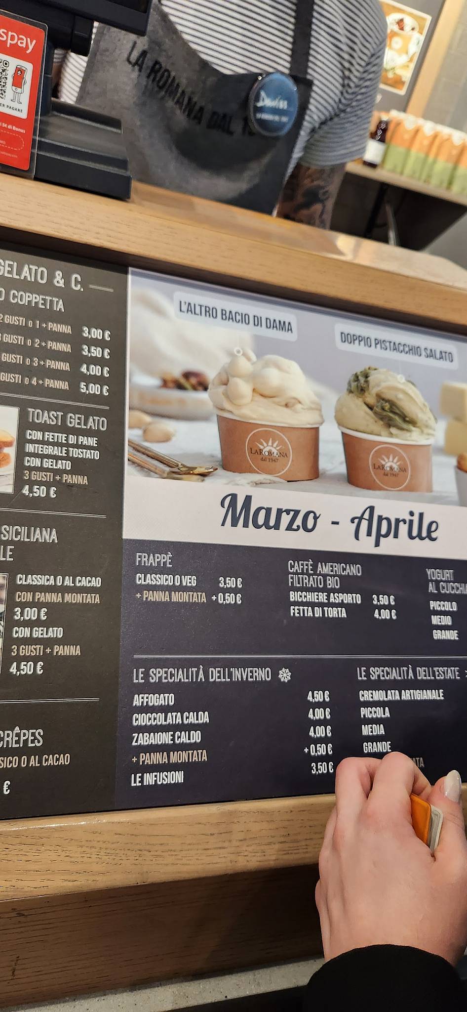Menu di Gelateria La Romana dal 1947 