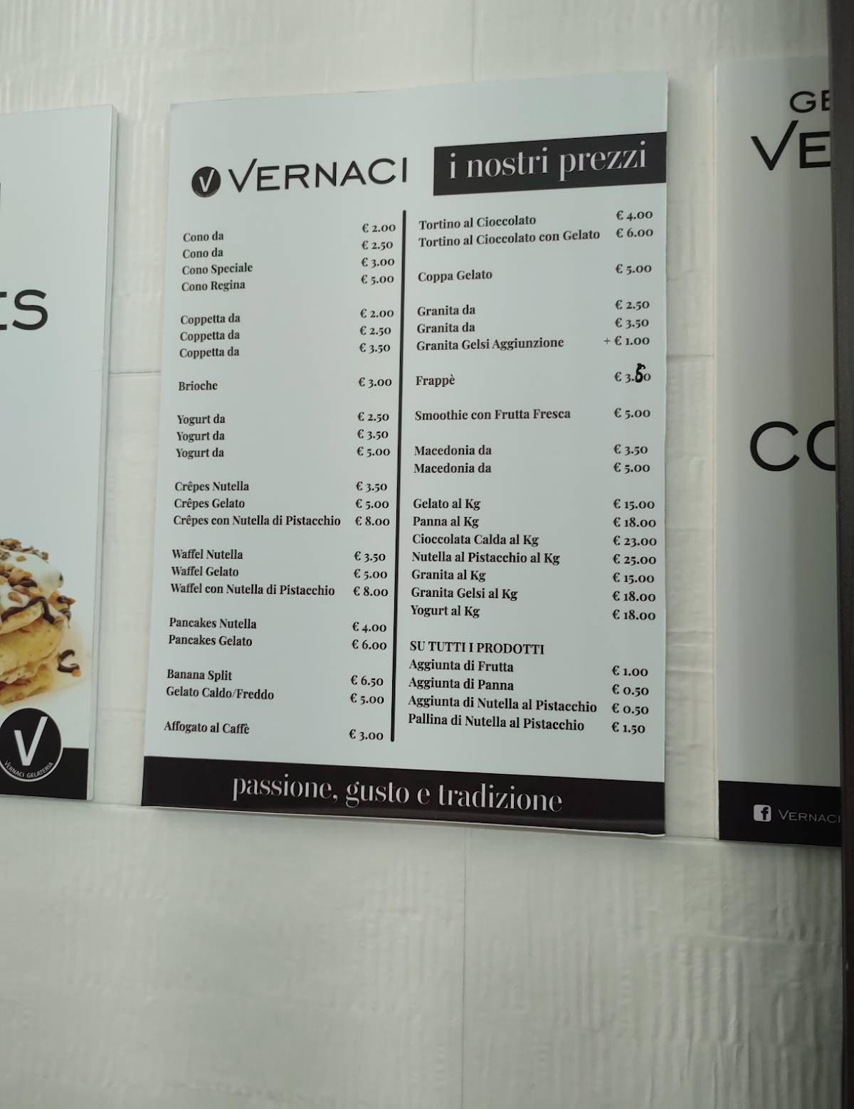 Menu di Gelateria Vernaci 