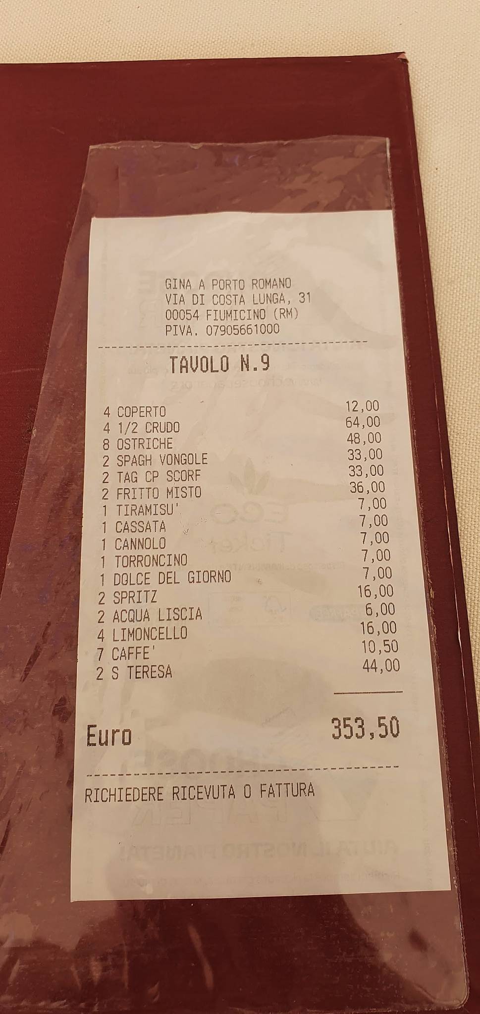 Menu di Gina a Porto Romano 