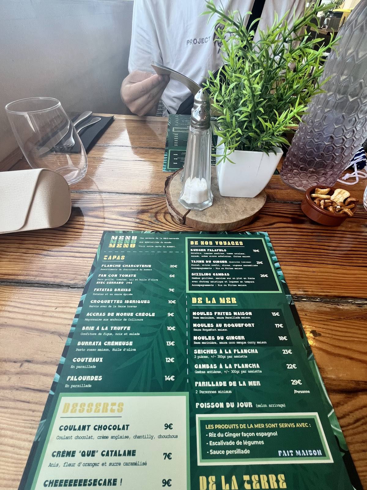 Menu de Ginger Restaurant - Canet Plage