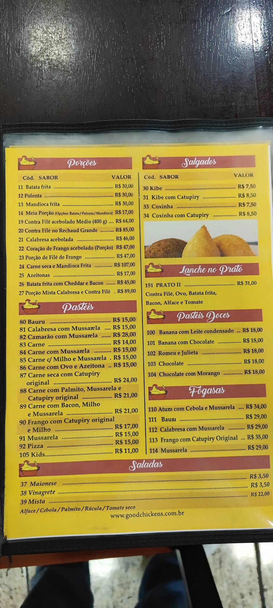 Good Chicken’s Centro cardápio