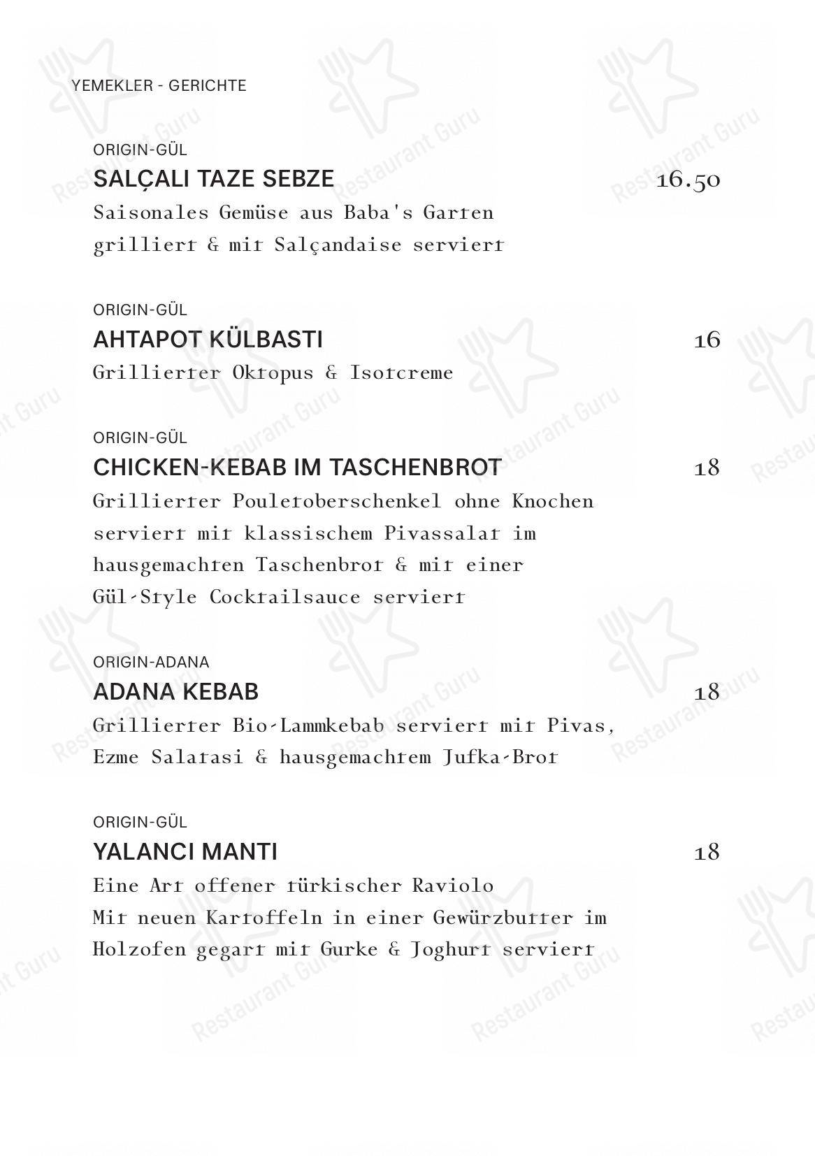 Menu di Gül Restoran - Menu