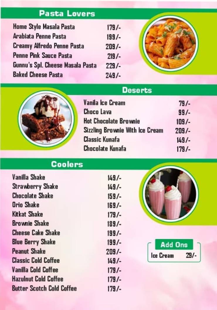 Gunnu's Cafe menu