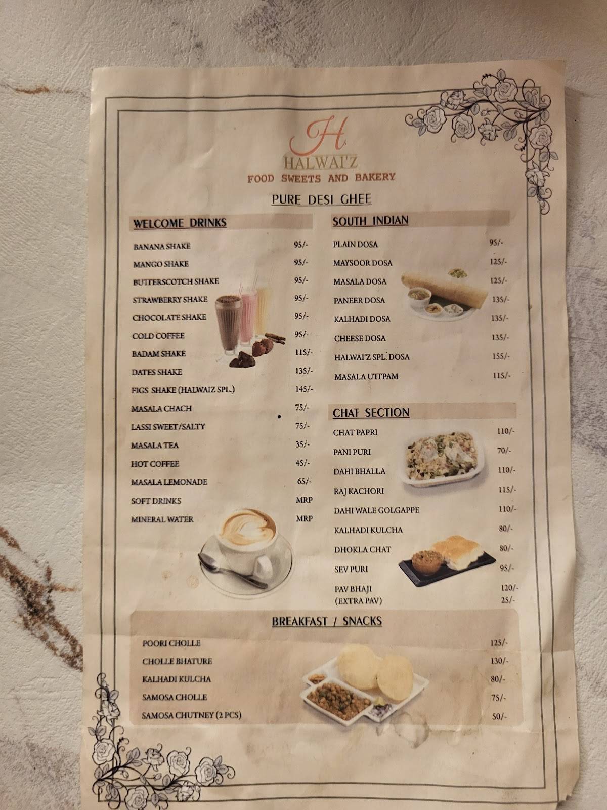 Halwaiz menu
