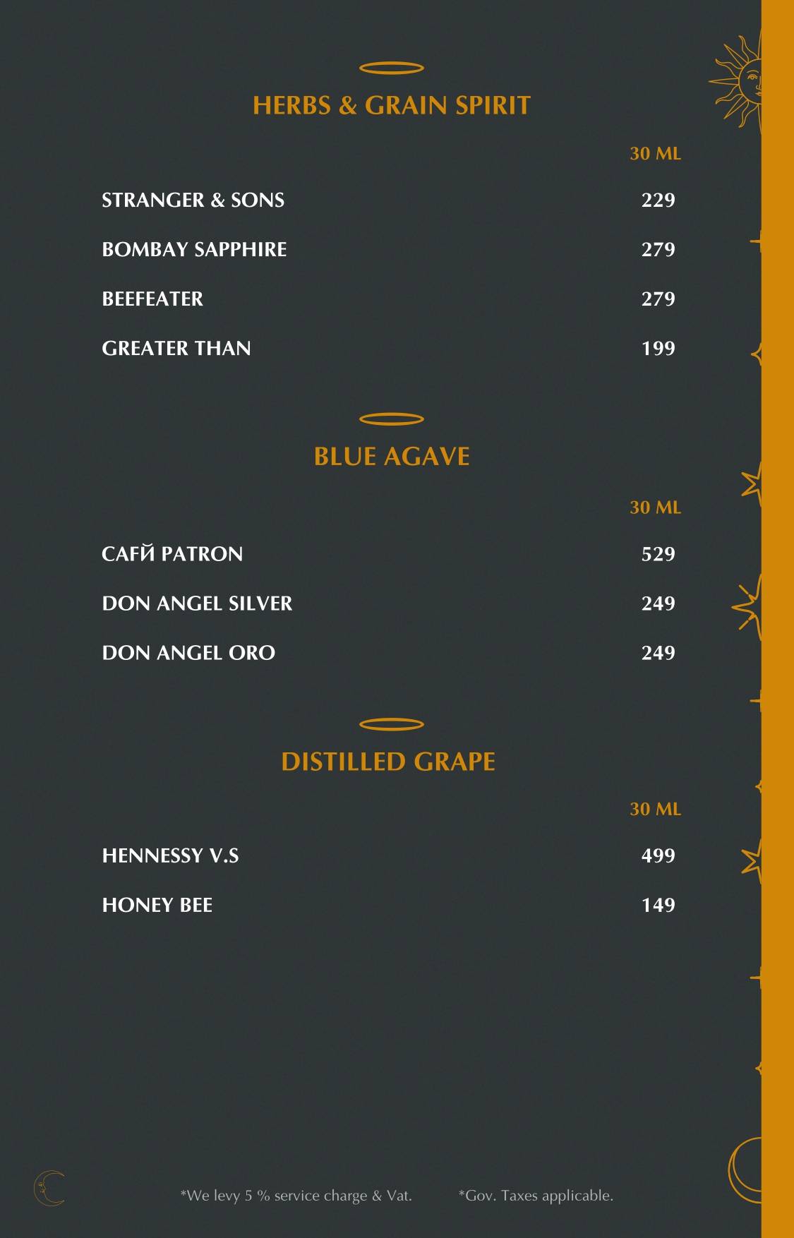 Heaven Rooftop & Club menu