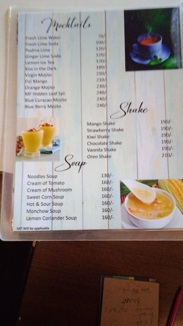 Hidden leaf cafe & resto menu