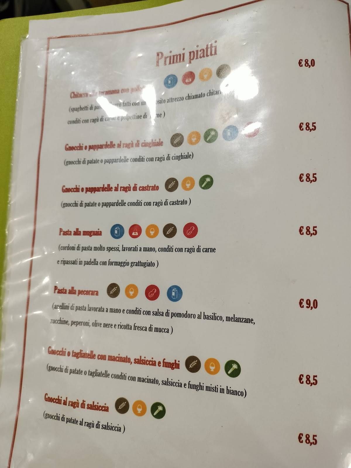Menu di Hostaria Zedi 