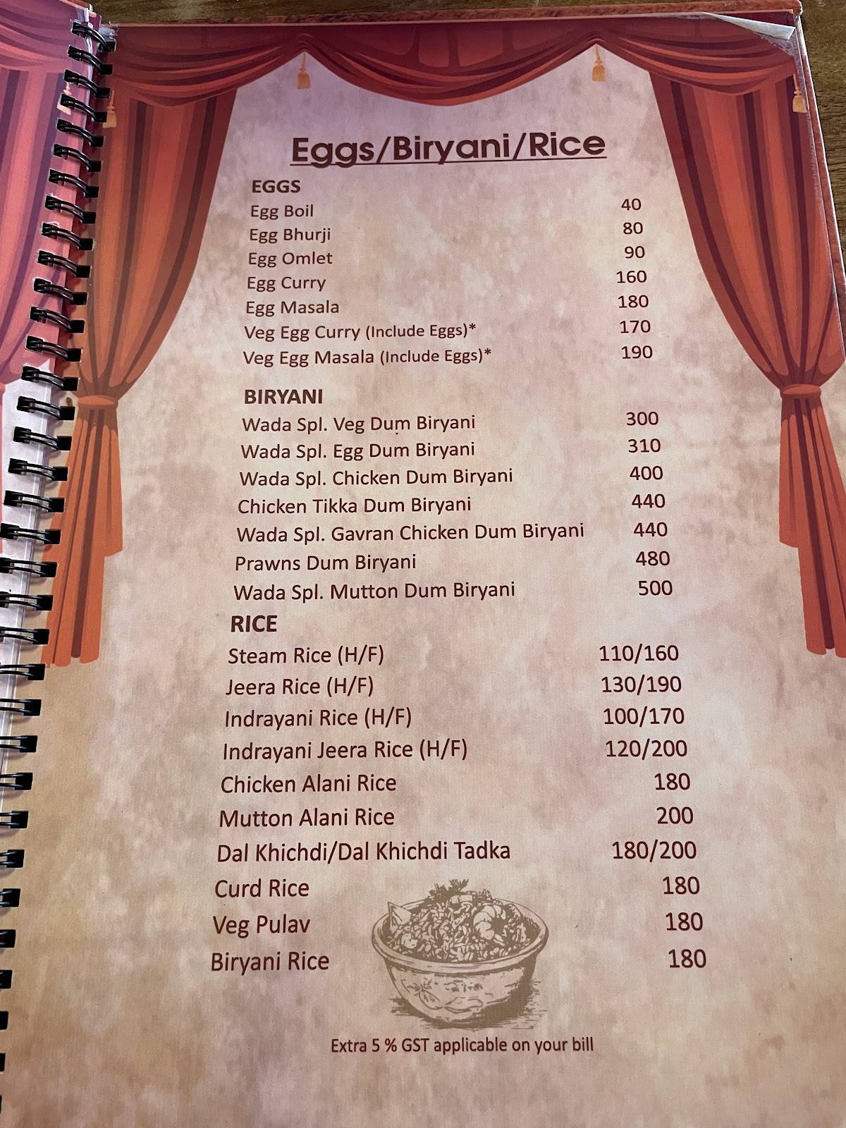 Hotel Wada By Gavran Tadka menu