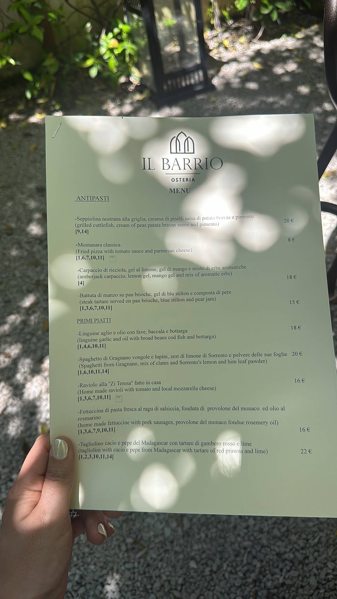 Menu di Il Barrio osteria 