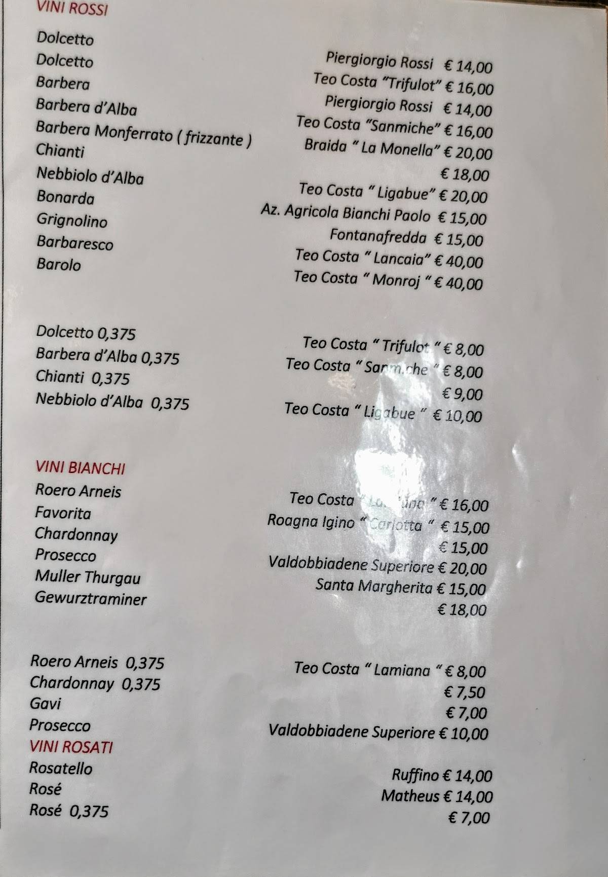 Menu di il bocconcino 
