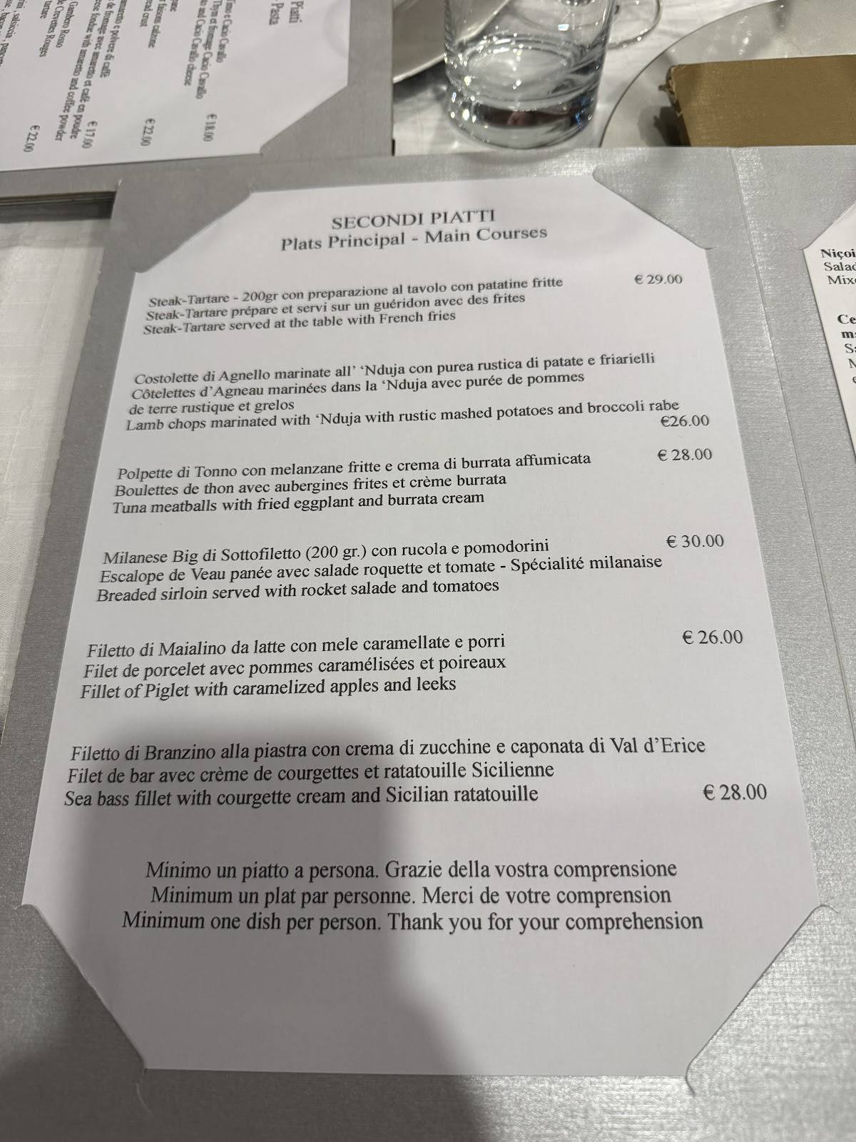 Menu de Isabel