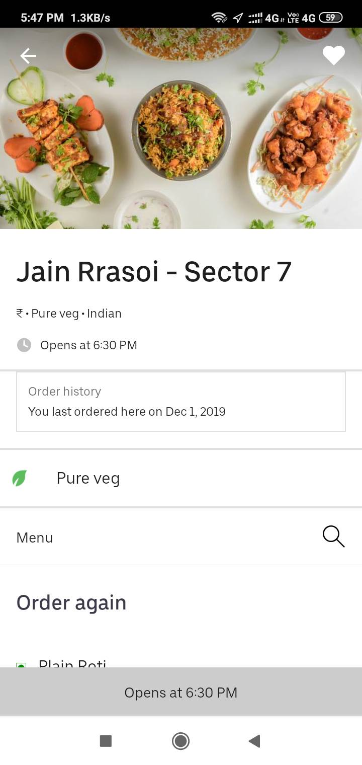 Jain rrasoi menu