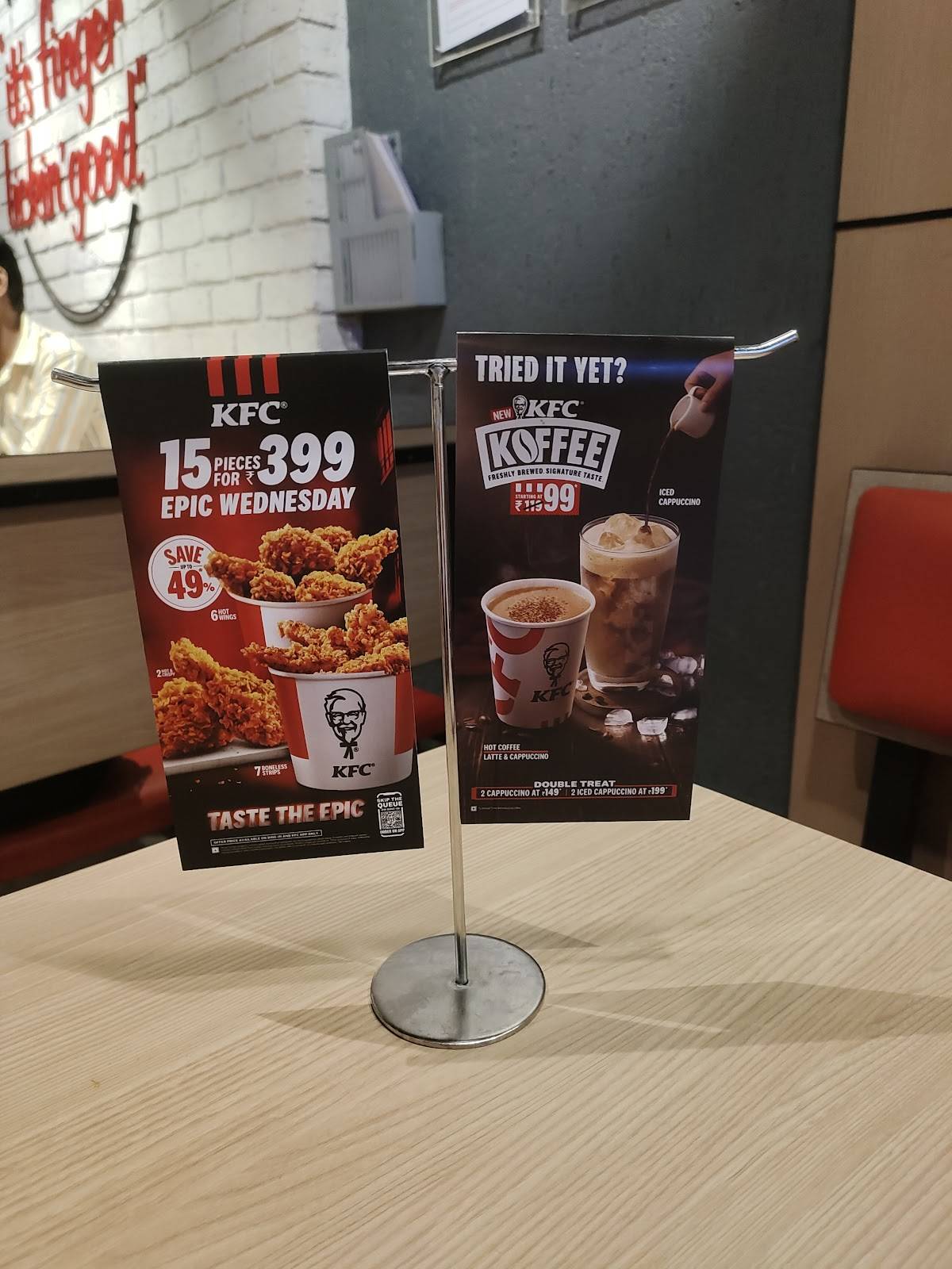 KFC menu