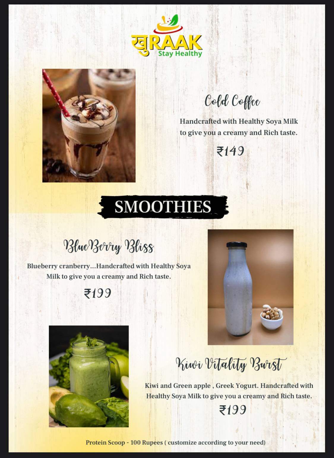 Khuraak Stay Healthy menu