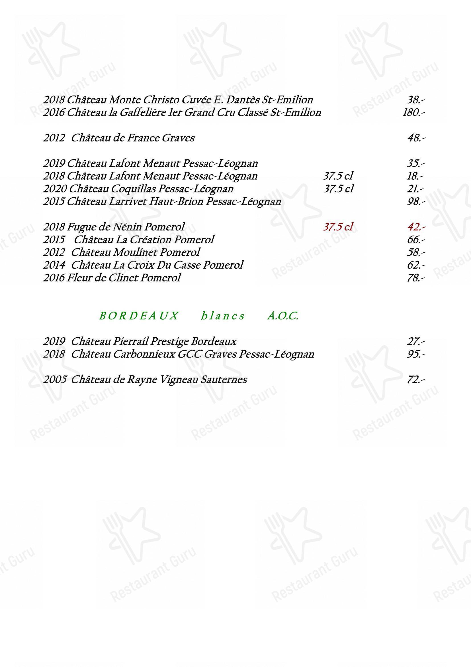 Menu pour Restaurant Koenig restaurant