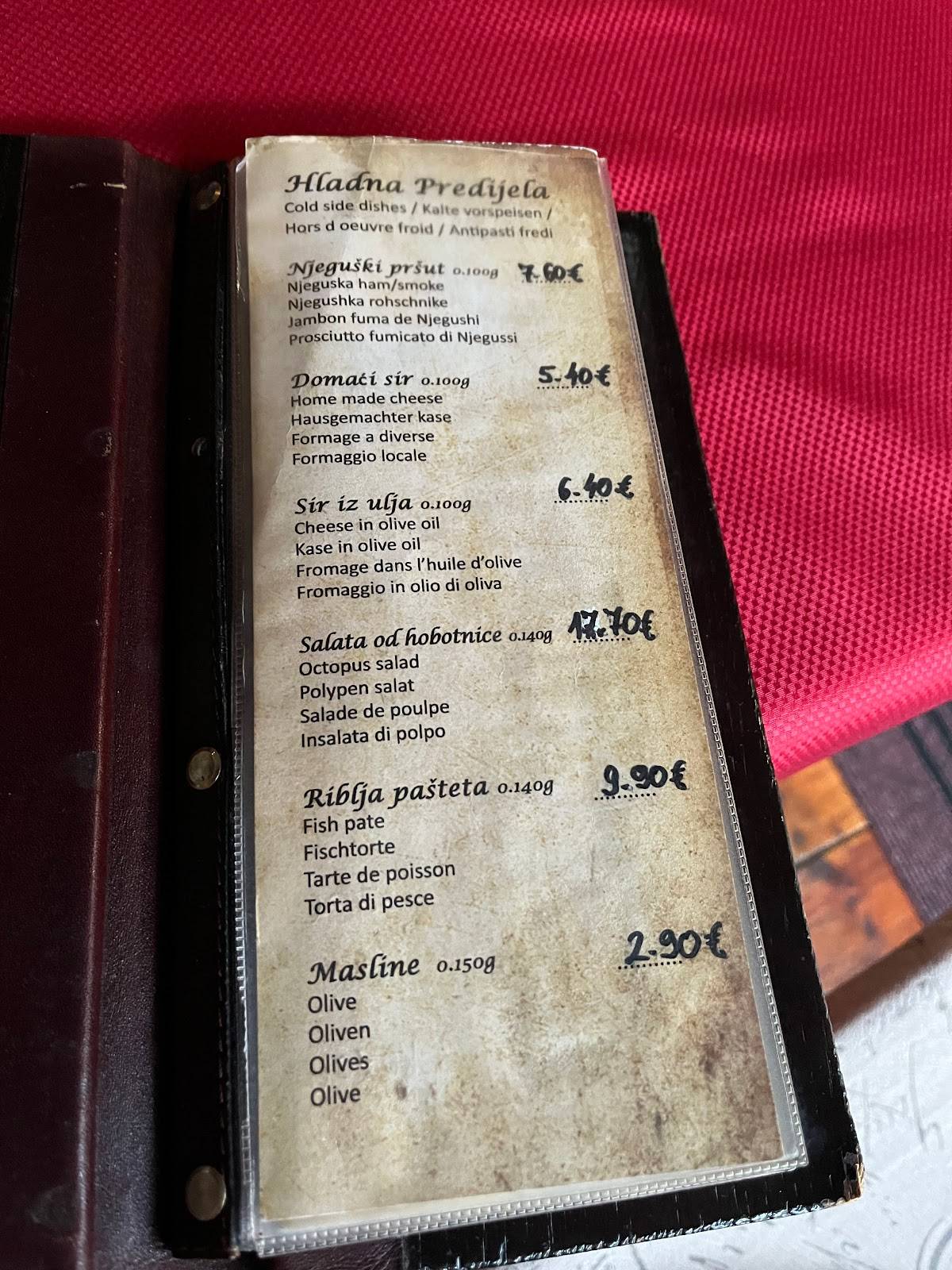 Menu de Restaurant Konoba Demizana