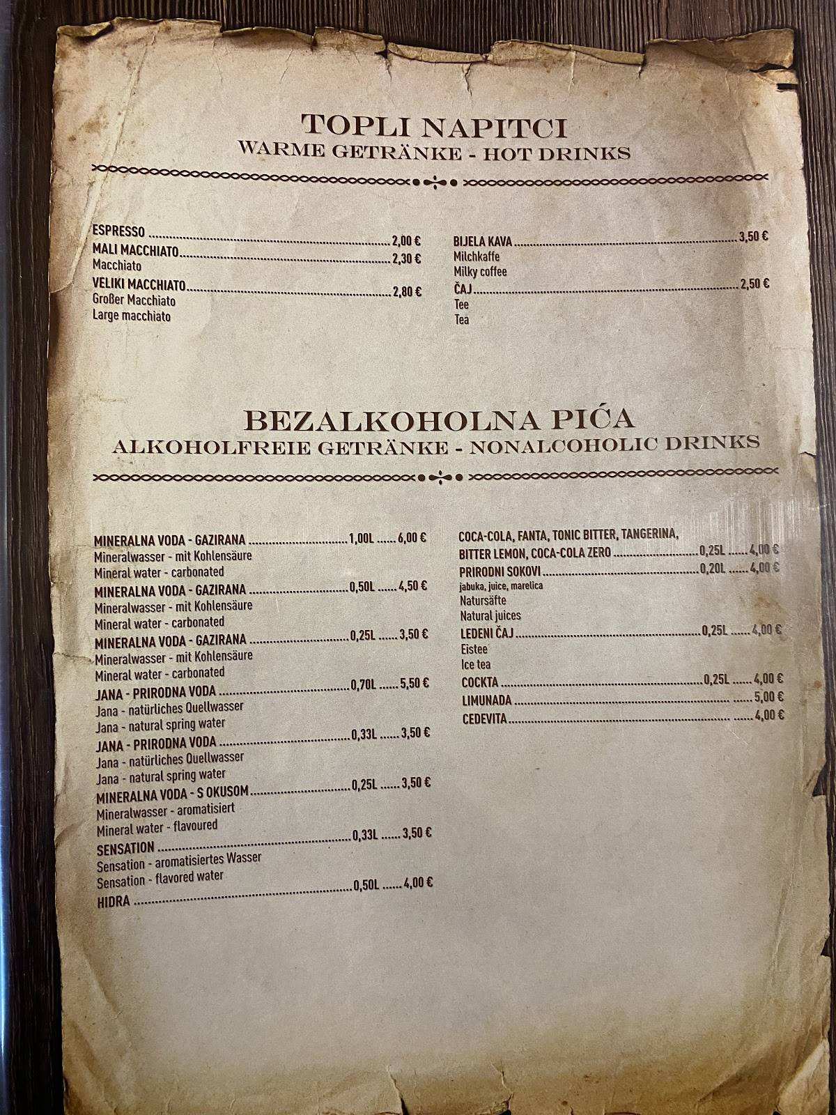 Menu di Konoba Rafaelo 